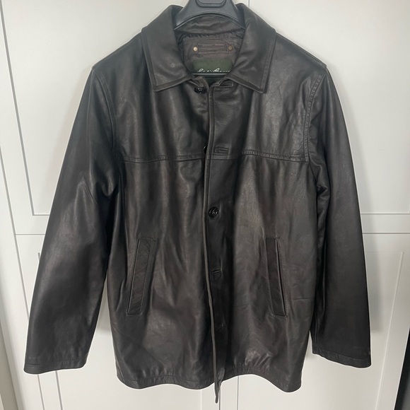 Eddie Bauer Chocklate brown Genuine Leather Coat - Picture 2 of 16